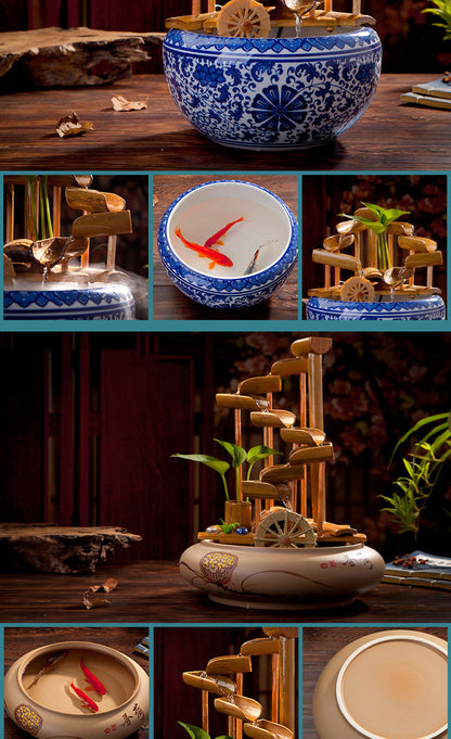 Fashion Personality Ceramic Flowing Water Fountain Ornament