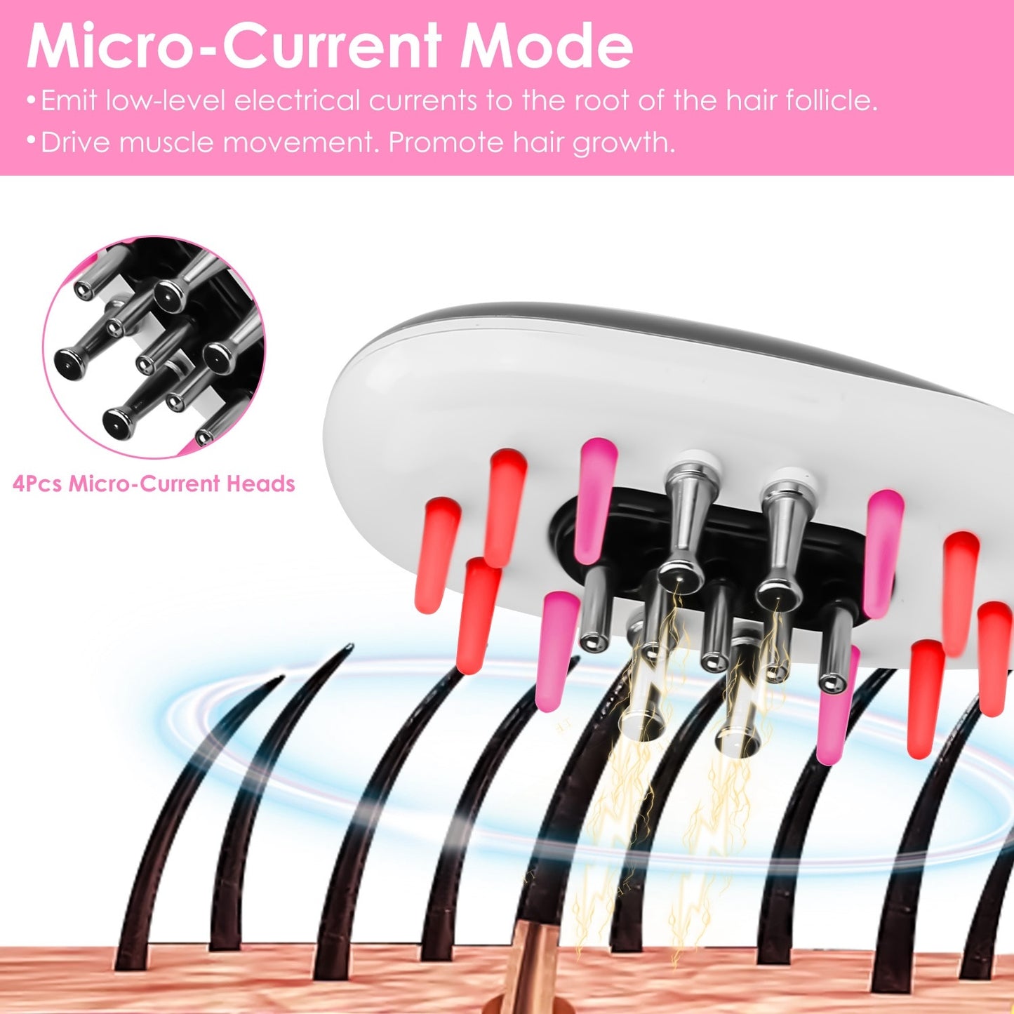 1Pc Electric Scalp Massage Comb Microcurrent Hair Brush